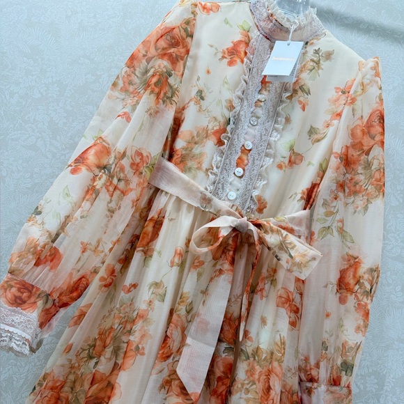 Zimmermann Floral Dress with Orange and Cream Hues - Picture 6 of 6